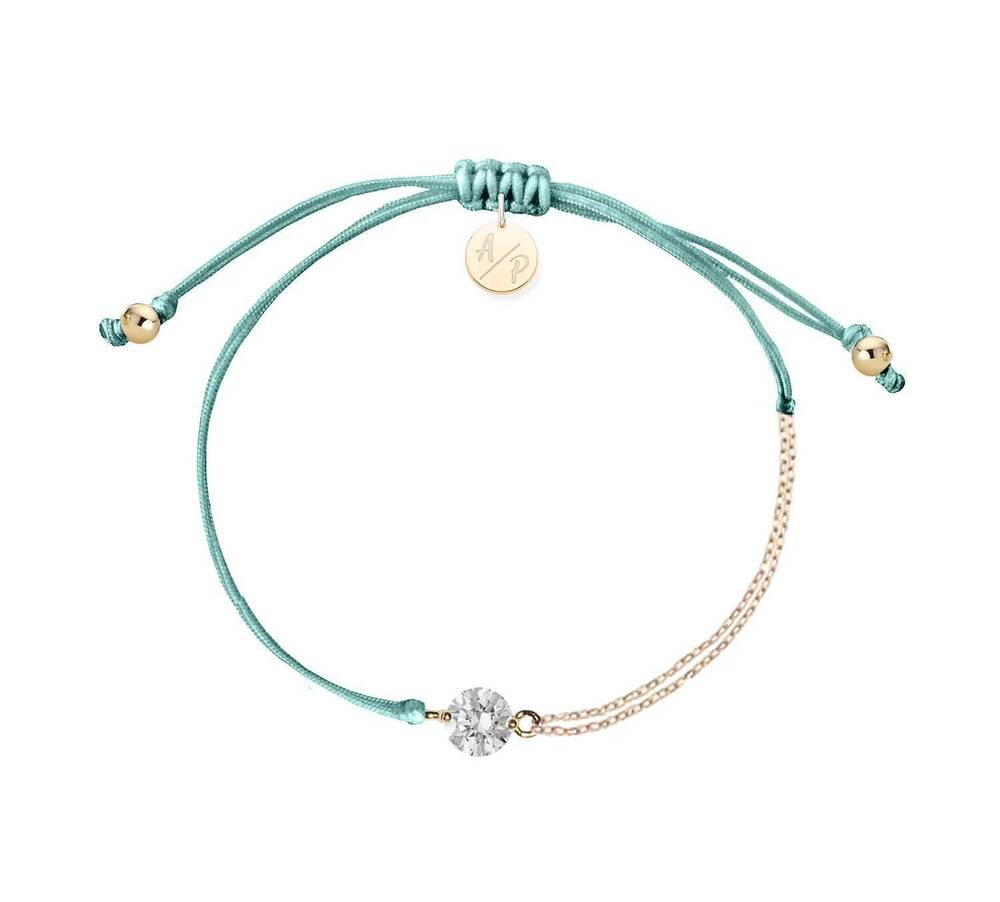 NEW ADRIANA PAPPAS women's cz solitaire bracelet on colored cord in mermaid